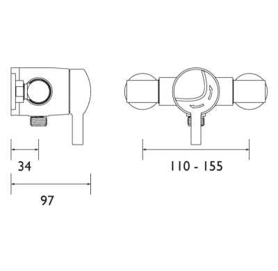 OPAC Exposed Mini Valve with Lever Handles - Adjustable Inlets